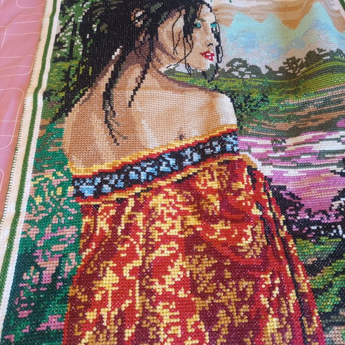 Handmade needlepoint in like-new condition