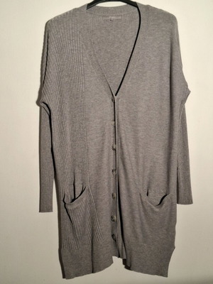 Gray cardigan used, thin and long, size M