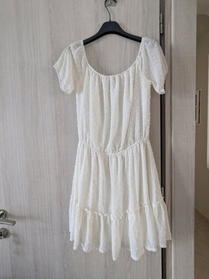 Dress with elastic chest, white, like new, size M