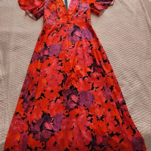 Maxi summer floral dress Shein size M like new, red pink