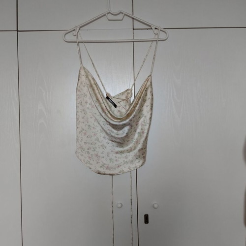 Gina Tricot satin top new with floral pattern and cowl neck