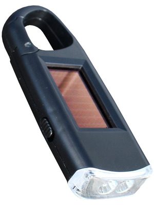 PowerPlus VIPER Solar Flashlight with 2 LEDs and Carabiner Clip new
