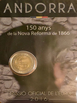 Ανδόρα 2 ευρώ 2016 καινούργιο, 150 χρόνια από τη Νέα Μεταρρύθμιση