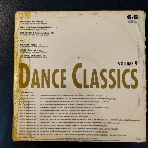 Dance Classics Volume 9 12'' vinyl used, funk soul compilation