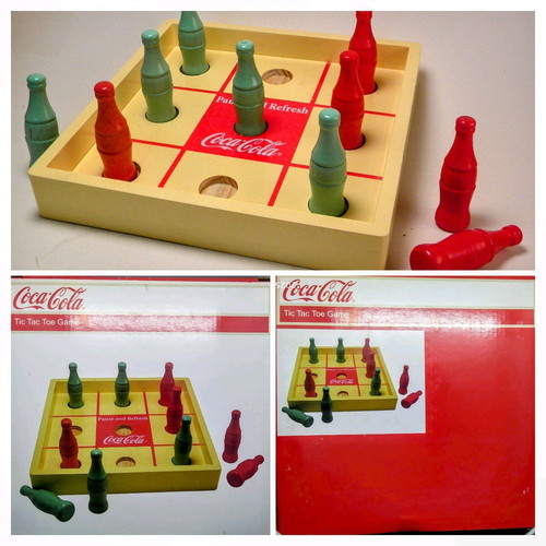 Wooden tabletop Tic Tac Toe game by Coca-Cola