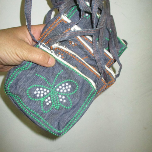 Denim mini bags new, pack of 5, embroidered handmade