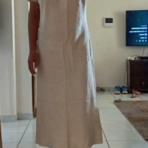 Linen women's dress XL, beige