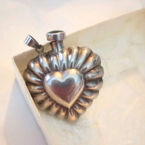 Silver 925 perfume bottle used, double-sided with black onyx, vintage