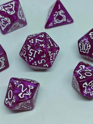 RPG dice set Dragon Style Purple Pearl 7 pieces like new