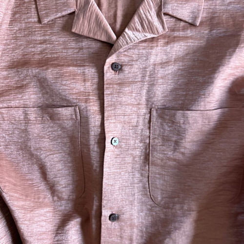 H&M men's short sleeve resort shirt XL bronze shiny linen blend