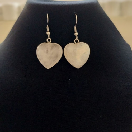 Handmade Heart Earrings (2cm) made of Natural White Quartz