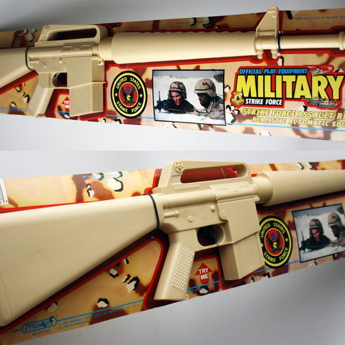 Manley AR-15 vintage 1991 friction mechanism toy gun, USA Strike Force