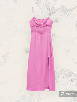 Zara pink midi satin camisole dress new with tags