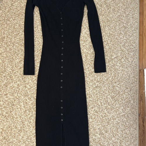 Zara long black ribbed dress like new, size S
