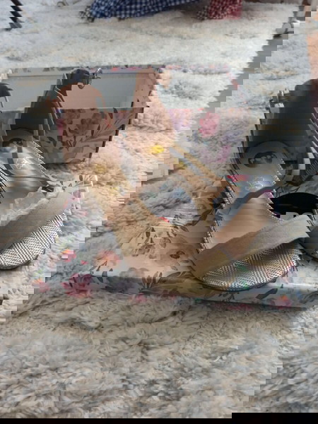 πέδιλα suede απαλό ροζ με χρυσό νούμερο 40