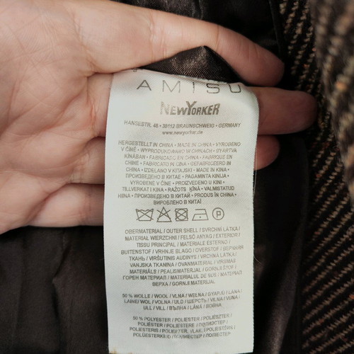 Amisu coat brown checkered like new, wool tweed