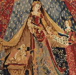 Tapestry embroidery used with theme The Lady and the Unicorn
