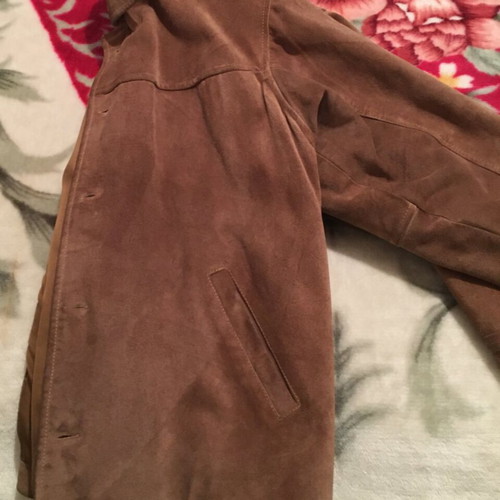 Suede leather men's jacket used, brown, size XL