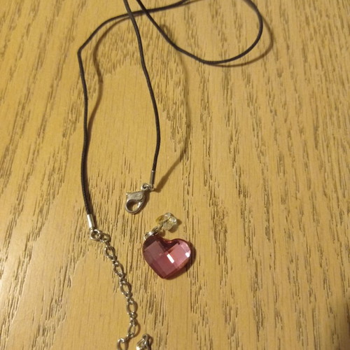 Swarovski ροζ κολιέ με καρδιά