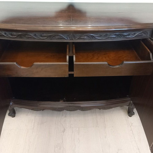 Antique walnut wood buffet with mirror used
