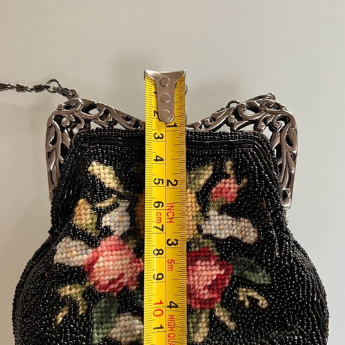 Motivi vintage hand bag like new with beads and embroidered roses