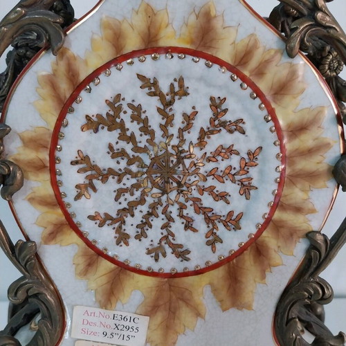 Heavy Bronze Baroque Style Table Clock with Porcelain