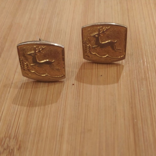 Vintage cufflinks used gold color with deer design