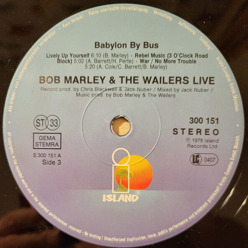Bob Marley & The Wailers Babylon By Bus vinyl used