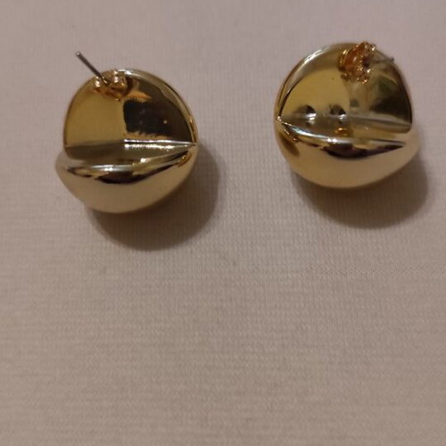 Ball-shaped earrings made of stainless steel, new, gold-colored