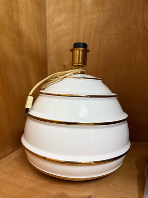 Vintage ceramic table lamp base white with gold details like new