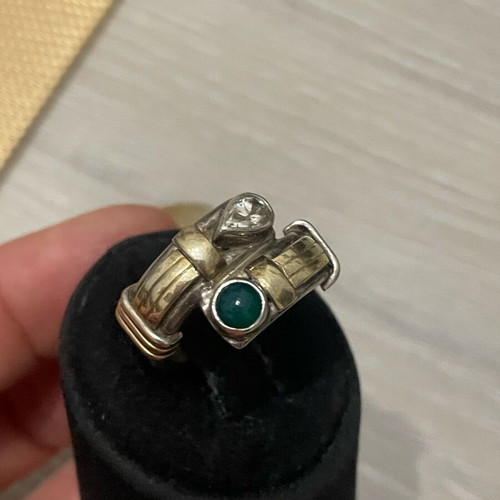 Silver gold ring 925 750 used, size 56