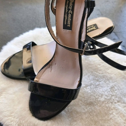 Juicy Couture patent leather sandals used, comfortable heel, size 39, black