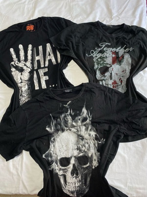 Bershka men's t-shirt set used, black, size XL