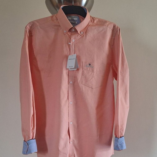 Berto Lucci Salmon Cotton Shirt XXL, new with tags