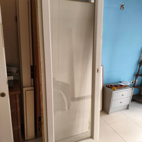 Μπαλκονόπορτα PVC με διπλό τζάμι, 218 x 80 εκ., ανοιγόμενη και ανακλινόμενη