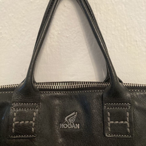 Hogan black leather tote bag used with detachable strap