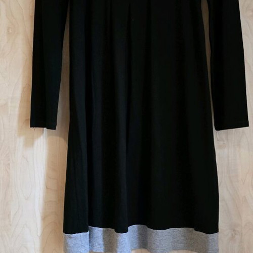 Long-sleeve mini dress black/grey with decorative beads