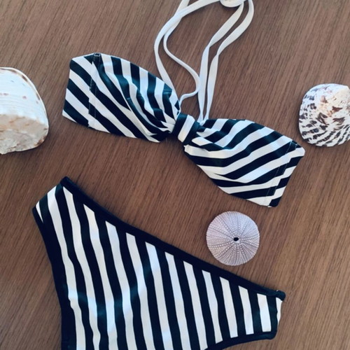 City Angels bikini, strapless top, black and white