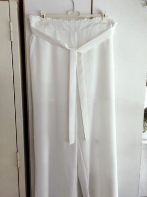 White wide-leg pants 2XL with slits and inner shorts, Shein Curve