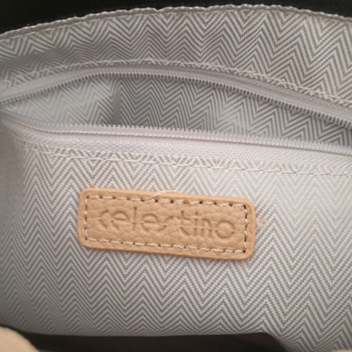 Celestino beige handbag with scarf bow, like new