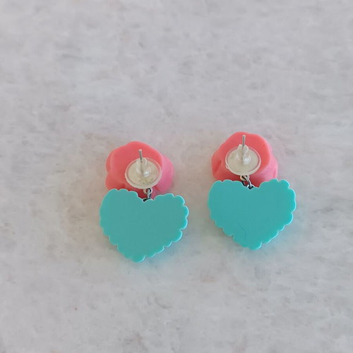 Plastic handmade earrings like new with box now
