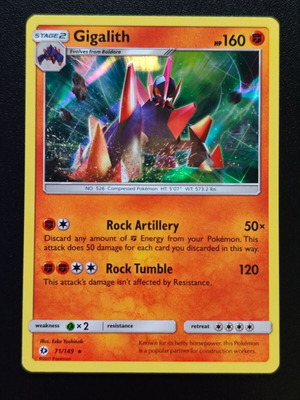 Pokemon Gigalith 71/149 Holo card Sun & Moon 2008 new