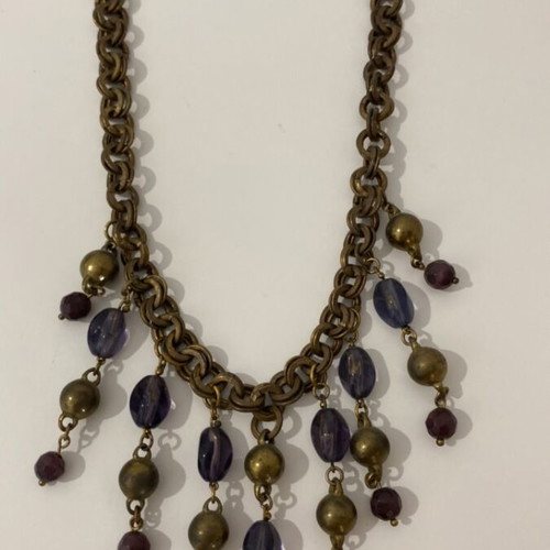 Handmade necklace purple/bronze like new