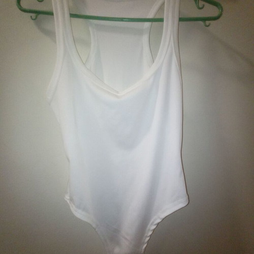 White ribbed bodysuit with racerback S like new