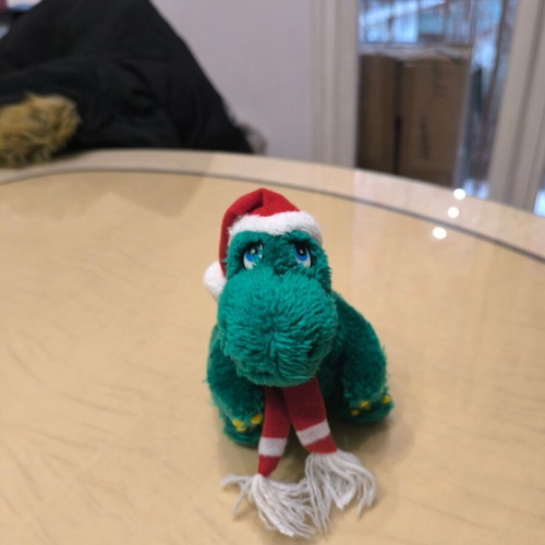 Plush Green Dinosaur with Scarf like new, children's toy