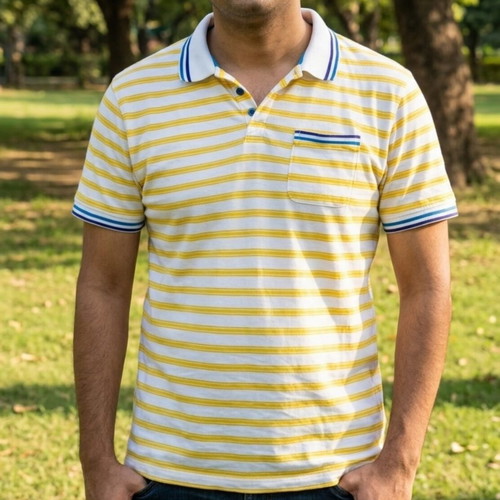 Polo Blanco Vintage striped yellow white shirt size L like new
