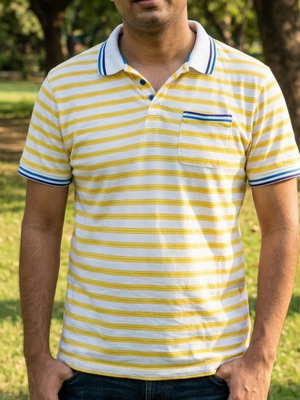 Polo Blanco Vintage striped yellow white shirt size L like new