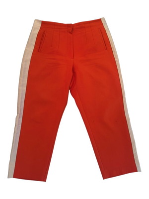 Zara orange high-waisted pants with gold side stripe used