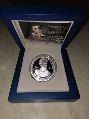 Lord Byron 10€ Silver Collectible Coin 2022, Bank of Greece