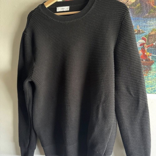 Mango Man pullover black 100% cotton size L new
